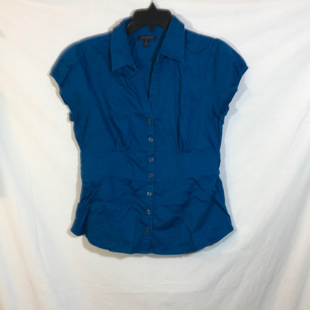 Banana Republic Blue Button Up V-neck Blouse